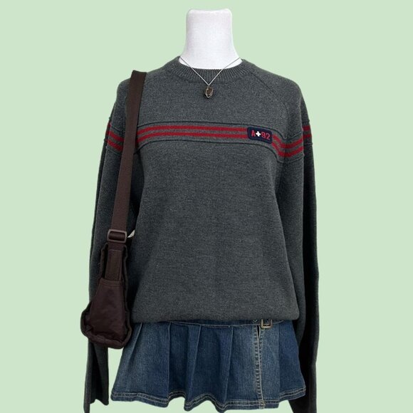 vintage 90s abercrombie preppy skater elevated basic knit sweater - Picture 1 of 8